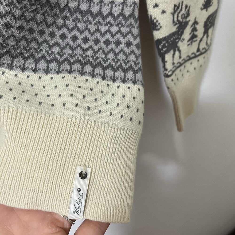 Woolrich Womens Reindeer Knit Cotton Turtleneck Sweater Size M Nordic Holiday - Picture 5 of 7
